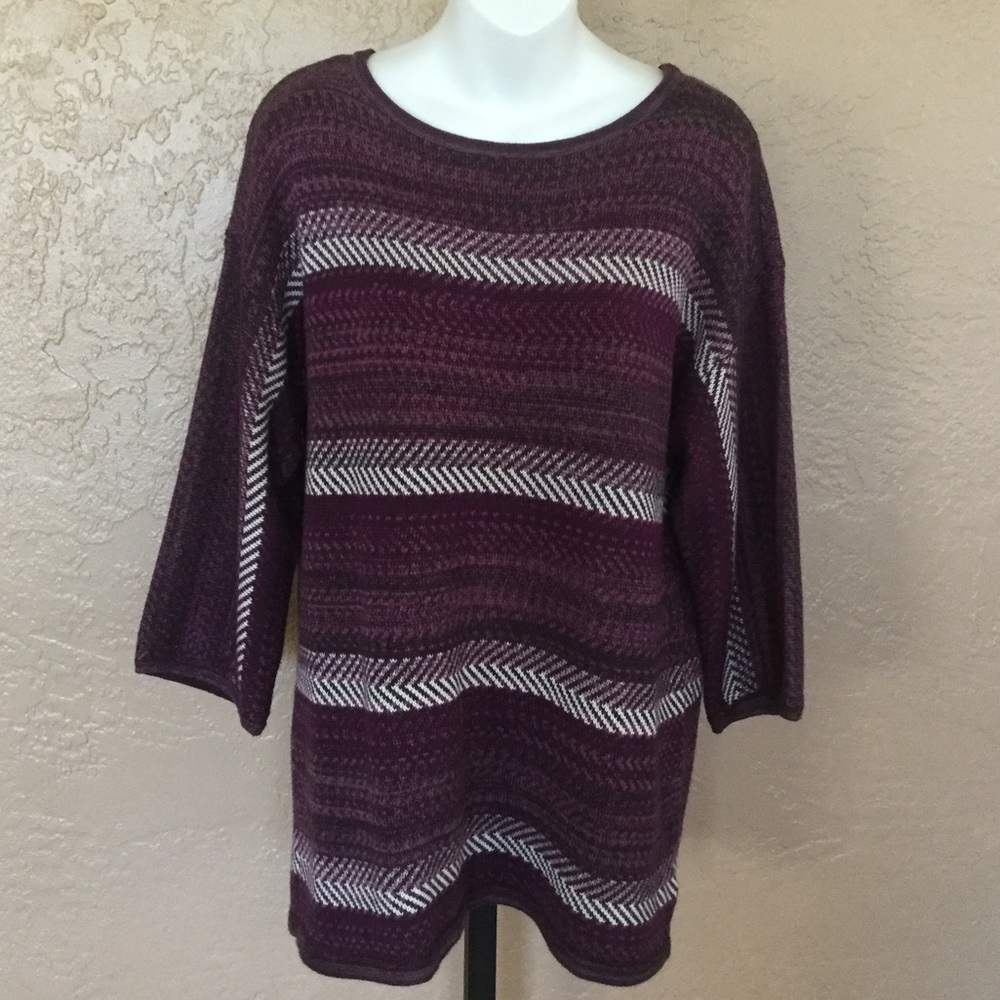 Chaps Ralph Lauren Purple Gray Woven Sweater XL